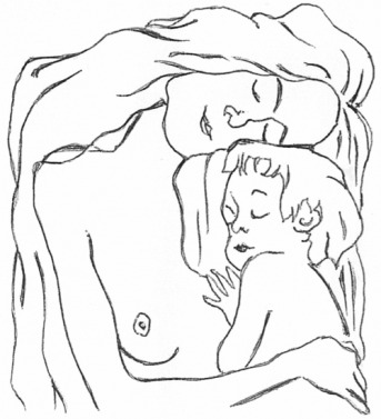 Dessin original d’une mère et de son bébé